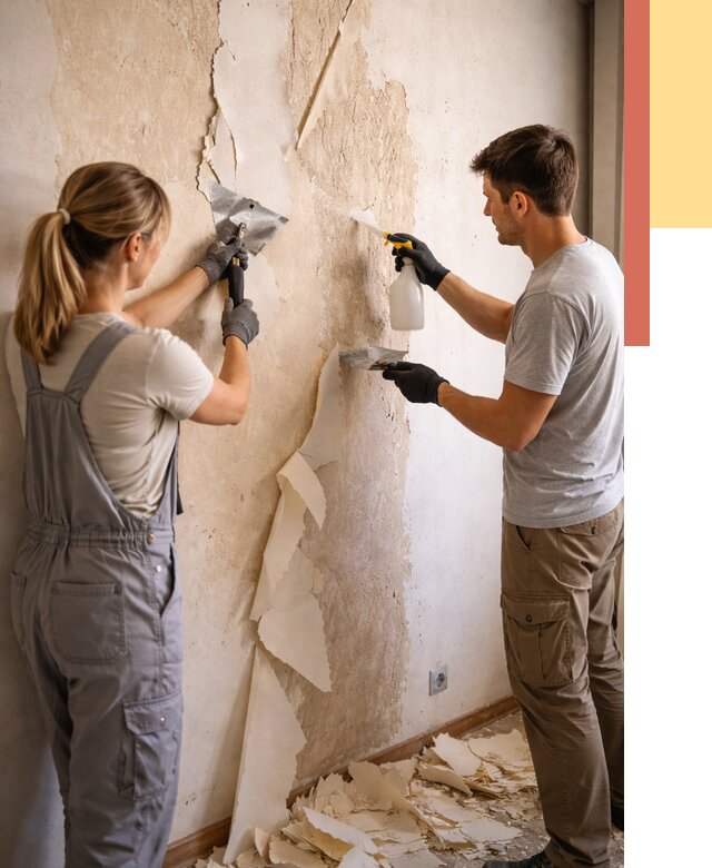 Снятие старых обоев в Нефтеюганске от 5338 руб. под ключ недорого | ОТДЕЛОЧНИК-Нфт