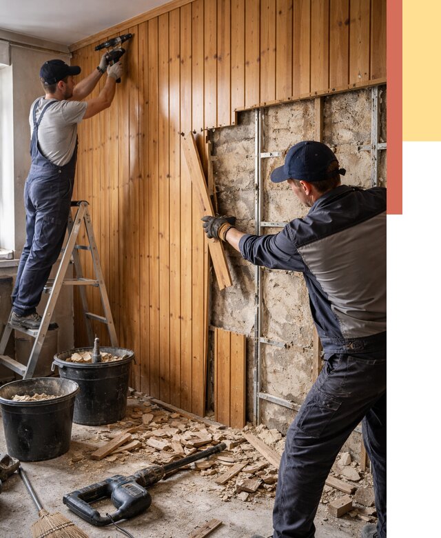 Демонтаж вагонки со стен в Нефтеюганске от 1474 руб. — снятие, удаление, срочно | ОТДЕЛОЧНИК-Нфт