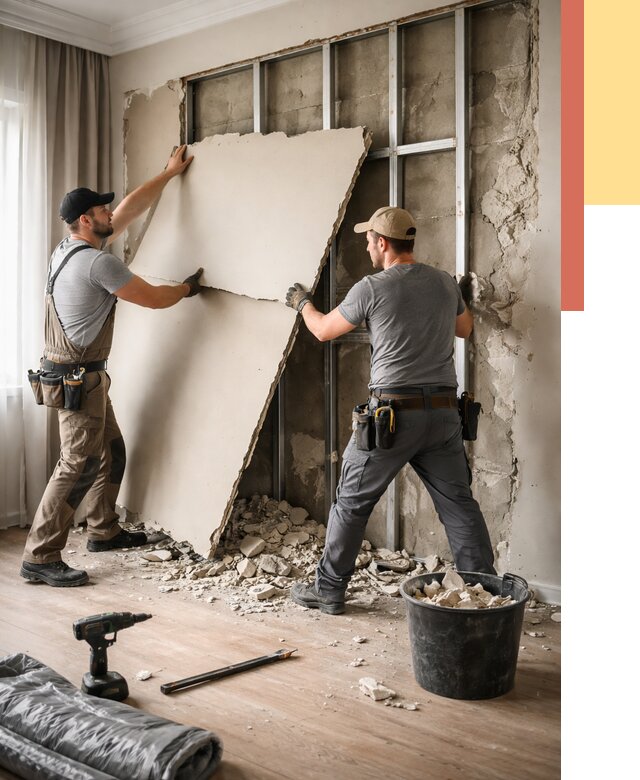 Демонтаж гипсокартона со стен в Нефтеюганске от 356 руб. — услуги демонтажа | ОТДЕЛОЧНИК-Нфт