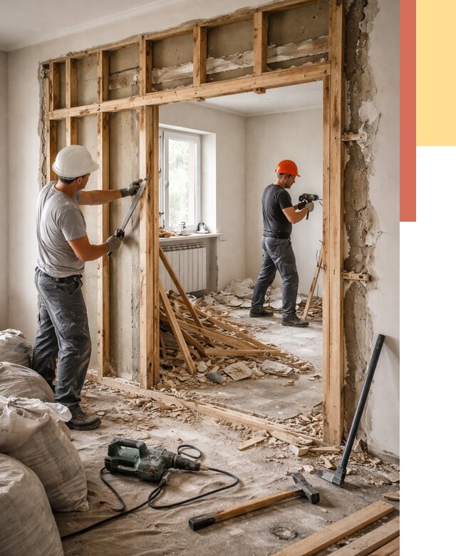 Демонтаж деревянных перегородок в Нефтеюганске от 3254 руб. — быстро и недорого | ОТДЕЛОЧНИК-Нфт