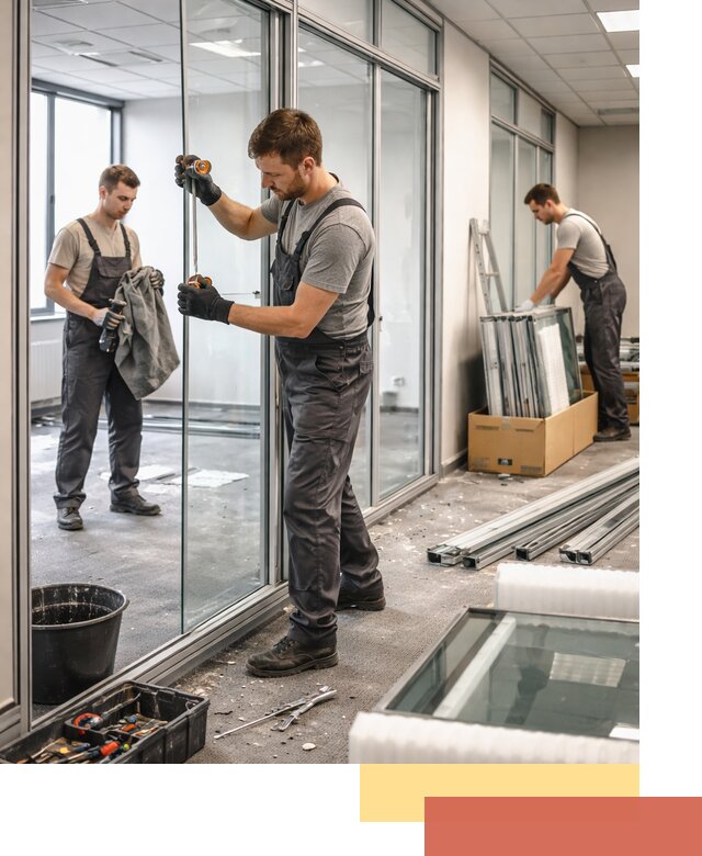 Демонтаж стеклянных перегородок в Нефтеюганске быстро и безопасно