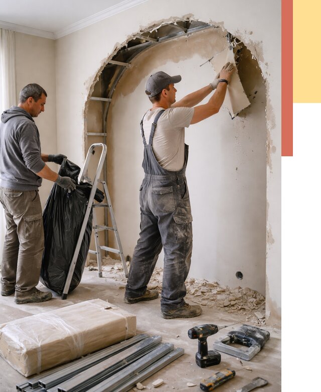 Демонтаж арки из гипсокартона в Нефтеюганске от 3559 руб. — услуги под ключ | ОТДЕЛОЧНИК-Нфт