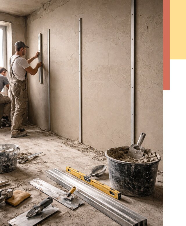 Штукатурка стен по маякам в Нефтеюганске от 5592 руб./м² — выравнивание под ключ | ОТДЕЛОЧНИК-Нфт