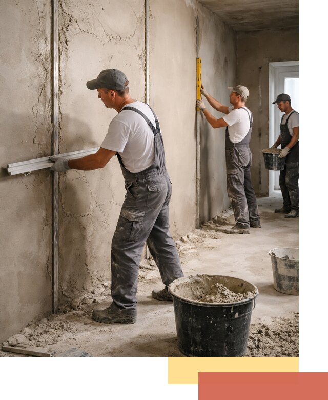 Штукатурка стен по маякам в Нефтеюганске — точная и ровная поверхность