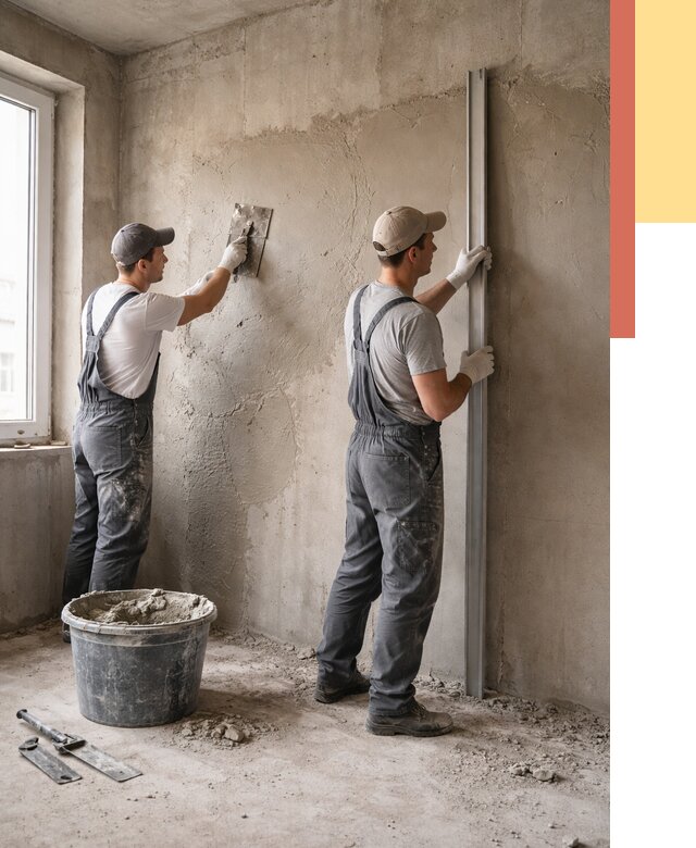 Штукатурка бетонных стен в Нефтеюганске от 4576 руб/м² — качественно и быстро | ОТДЕЛОЧНИК-Нфт