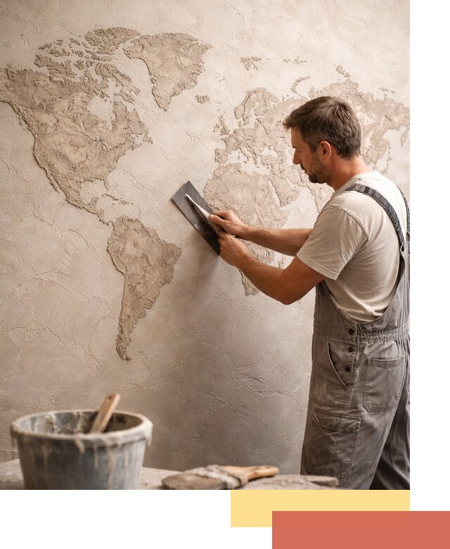 Декоративная штукатурка «Карта мира» под ключ в Нефтеюганске