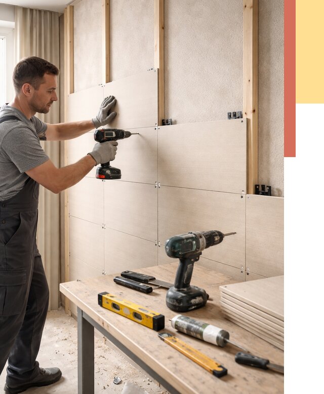 Монтаж МДФ панелей на стены в Нефтеюганске от 1271 руб. под ключ | ОТДЕЛОЧНИК-Нфт