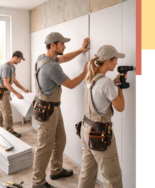 Монтаж ПВХ панелей на стены в Нефтеюганске от 458 руб/м2 — быстро и недорого | ОТДЕЛОЧНИК-Нфт