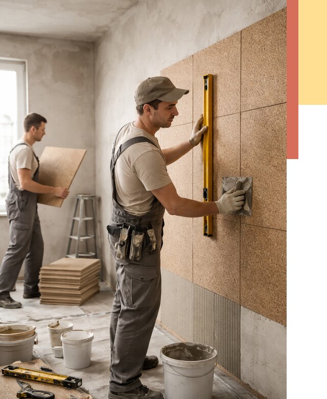 Монтаж пробковых панелей на стены в Нефтеюганске от 3559 руб. — ОТДЕЛОЧНИК-Нфт