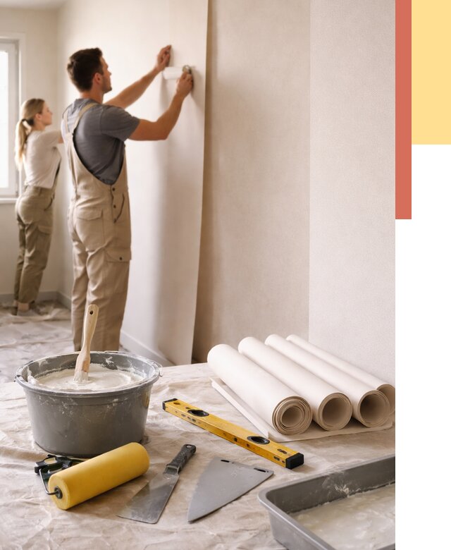 Поклейка бумажных обоев в Нефтеюганске от 5592 руб./м2 — быстро и недорого | ОТДЕЛОЧНИК-Нфт