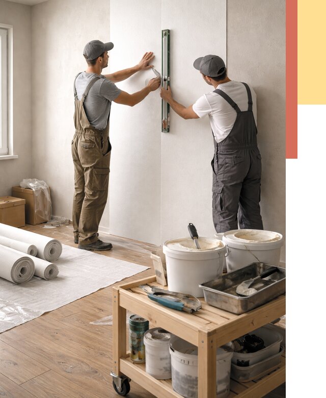 Поклейка стеклообоев в Нефтеюганске от 6609 руб. за м2 — быстро и недорого | ОТДЕЛОЧНИК-Нфт