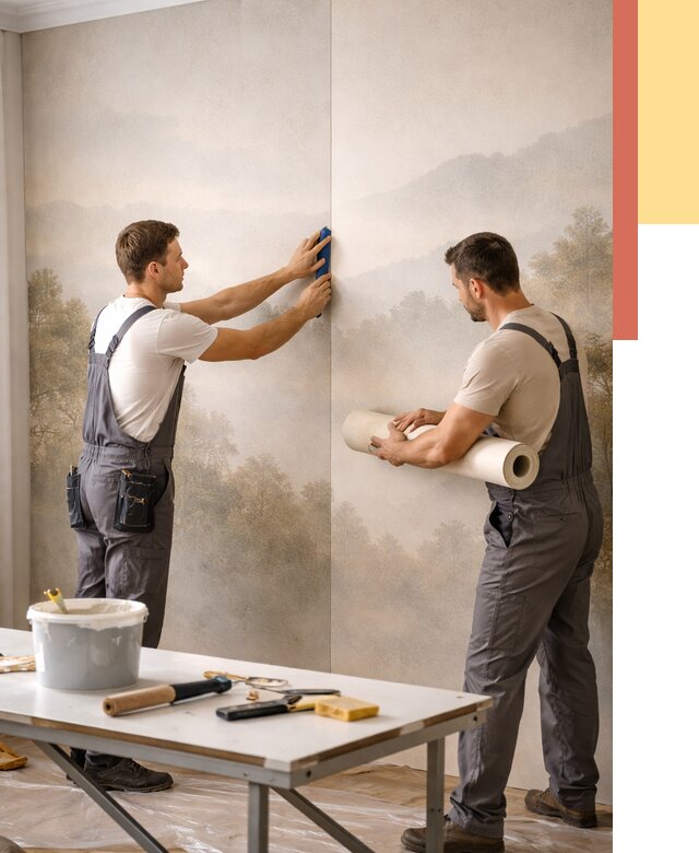 Поклейка фотообоев в Нефтеюганске от 8643 руб/м² — быстро и недорого | ОТДЕЛОЧНИК-Нфт