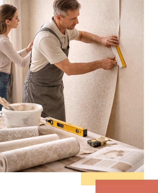 Поклейка обоев с подбором рисунка в Нефтеюганске