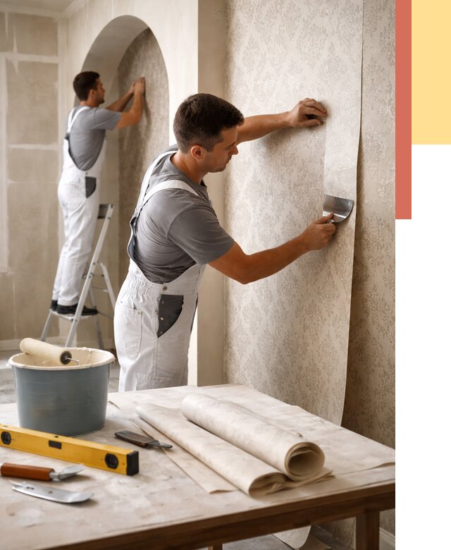 Поклейка обоев на сложные стены в Нефтеюганске от 2847 руб. под ключ | ОТДЕЛОЧНИК-Нфт