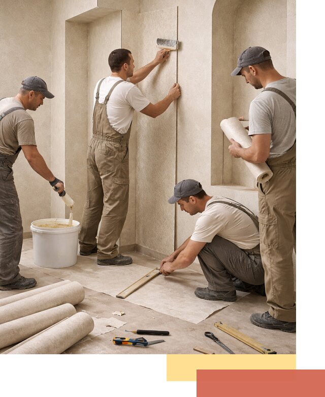 Поклейка обоев на сложные стены и неровные поверхности в Нефтеюганске