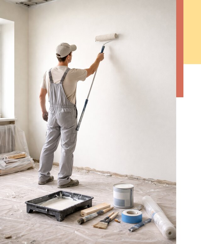 Покраска стен водоэмульсионной краской в Нефтеюганске от 458 руб. за м² | ОТДЕЛОЧНИК-Нфт