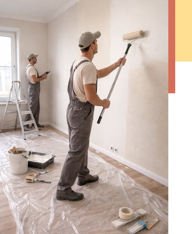 Покраска стен акриловой краской в Нефтеюганске от 3559 руб./м² — быстро и недорого | ОТДЕЛОЧНИК-Нфт