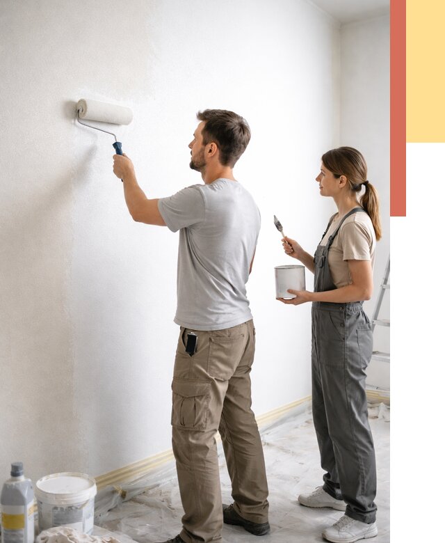 Окраска стен по стеклохолсту в Нефтеюганске от 4576 руб/м² под ключ | ОТДЕЛОЧНИК-Нфт