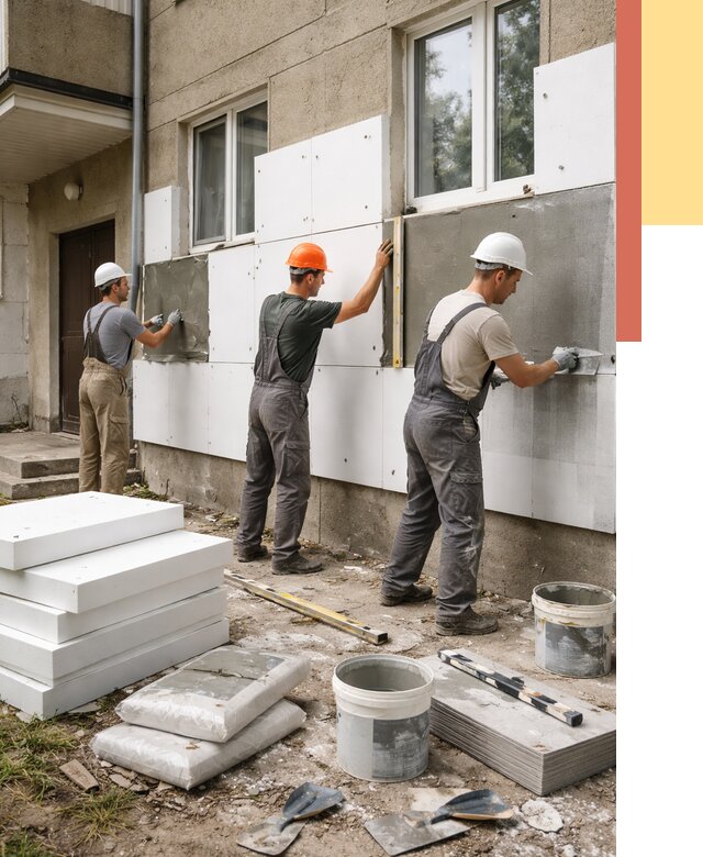 Утепление стен пенопластом в Нефтеюганске от 1779 руб. — недорого и под ключ | ОТДЕЛОЧНИК-Нфт