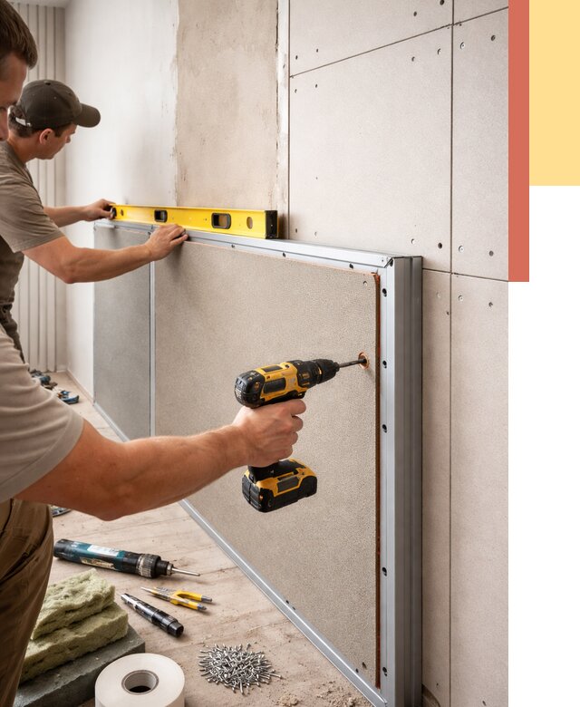 Шумоизоляция стен панелями ЗИПС в Нефтеюганске от 2237 руб./м² под ключ | ОТДЕЛОЧНИК-Нфт