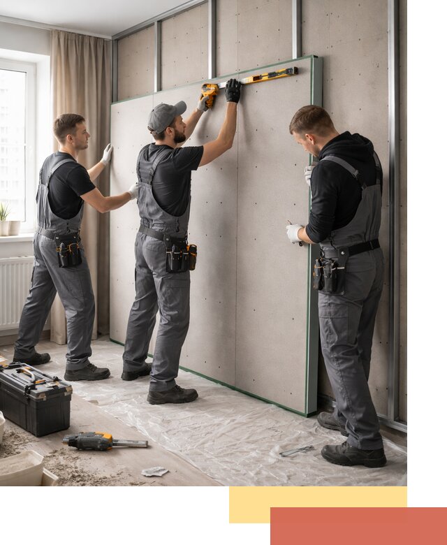 Шумоизоляция стен панелями ЗИПС в Нефтеюганске для жилых и коммерческих помещений