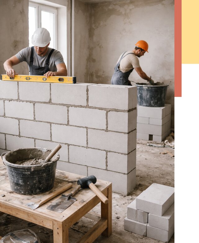 Кладка перегородок из газобетона в Нефтеюганске от 3254 руб. под ключ | ОТДЕЛОЧНИК-Нфт