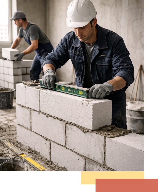 Кладка перегородок из пеноблока под ключ в Нефтеюганске