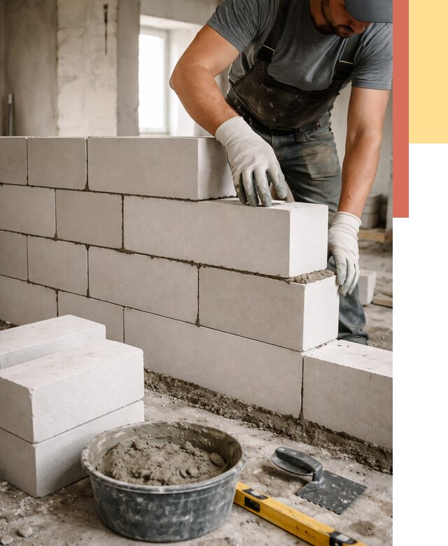 Кладка перегородок из силикатного блока в Нефтеюганске от 4067 руб. под ключ | ОТДЕЛОЧНИК-Нфт