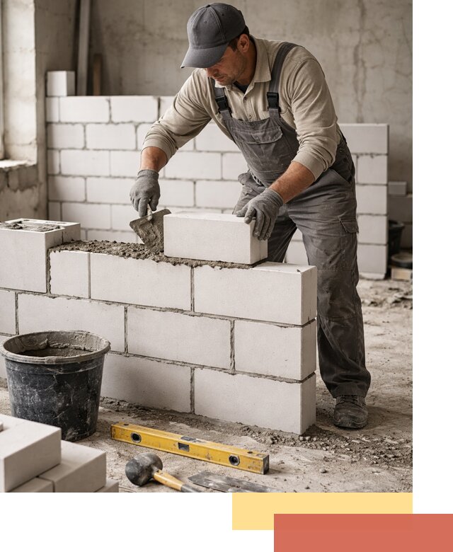 Кладка перегородок из силикатного блока в Нефтеюганске