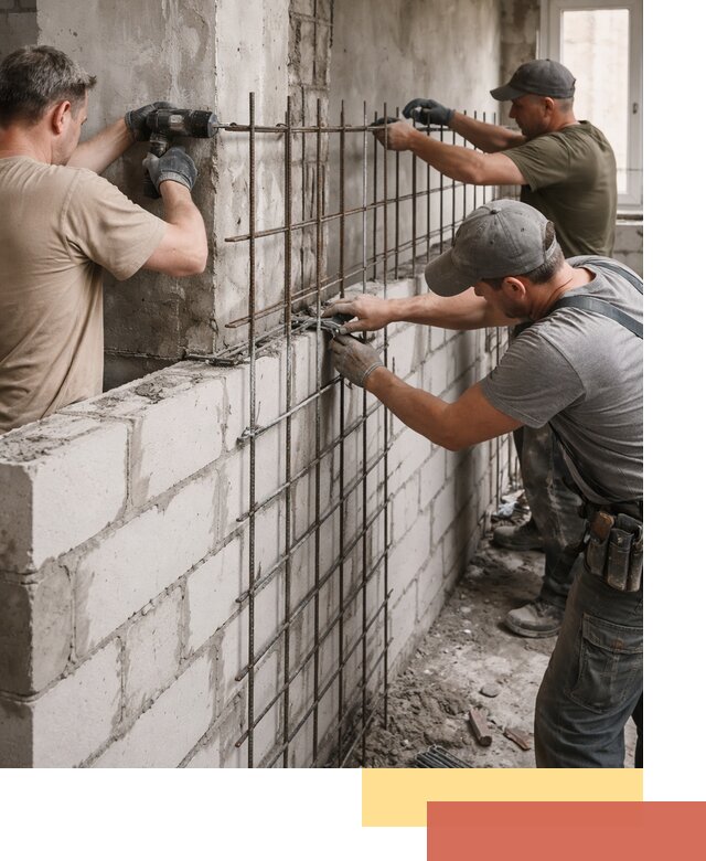 Армирование кладки перегородок в Нефтеюганске профессионально и надёжно