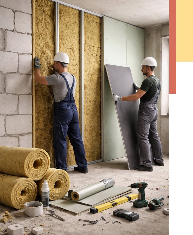 Шумоизоляция перегородок из блоков в Нефтеюганске от 1881 руб./м² — быстро и недорого | ОТДЕЛОЧНИК-Нфт