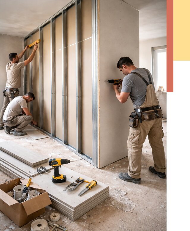 Монтаж однослойной перегородки из гипсокартона в Нефтеюганске от 661 руб. | ОТДЕЛОЧНИК-Нфт