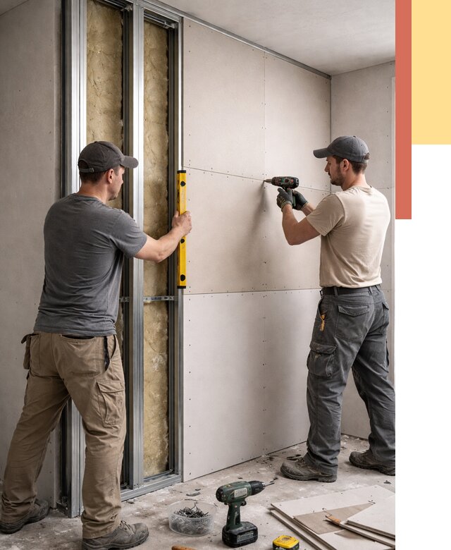 Монтаж двухслойной перегородки из гипсокартона в Нефтеюганске от 1474 руб. | ОТДЕЛОЧНИК-Нфт