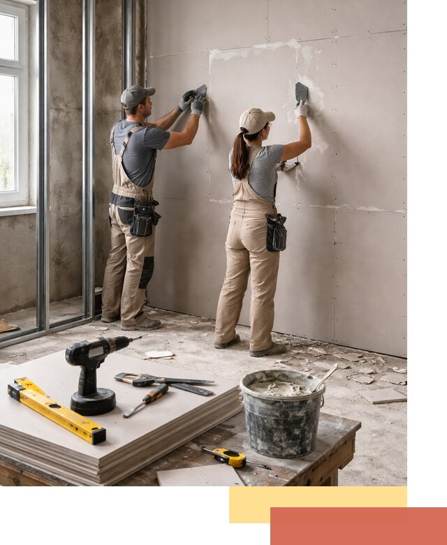 Монтаж двухслойной перегородки из гипсокартона в Нефтеюганске