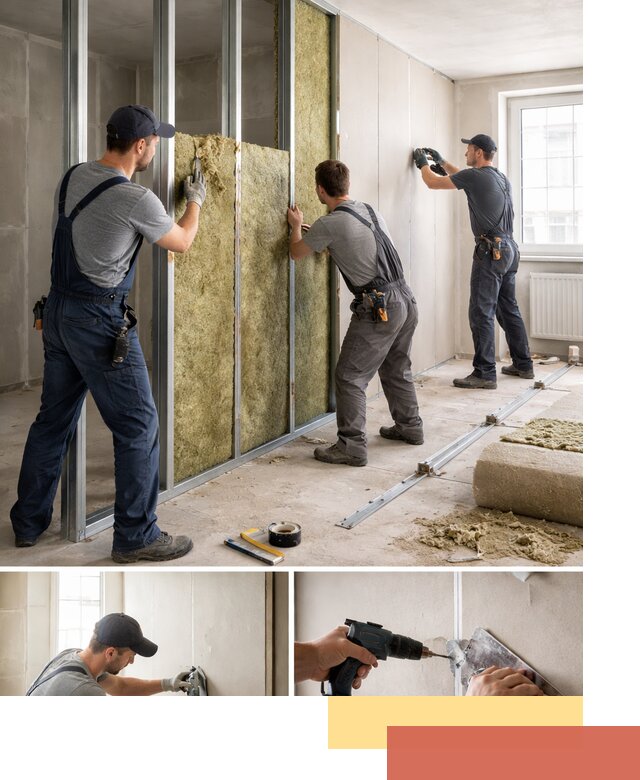 Перегородка из гипсокартона с шумоизоляцией в Нефтеюганске — монтаж под ключ