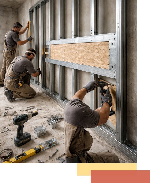 Усиленная перегородка для крепления тяжёлых конструкций в Нефтеюганске