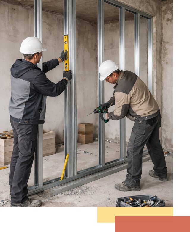 Монтаж каркаса перегородки из профиля в Нефтеюганске