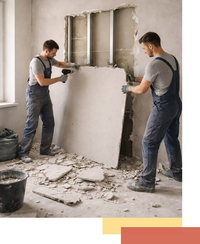 Демонтаж перегородки из гипсокартона в Нефтеюганске быстрый и аккуратный