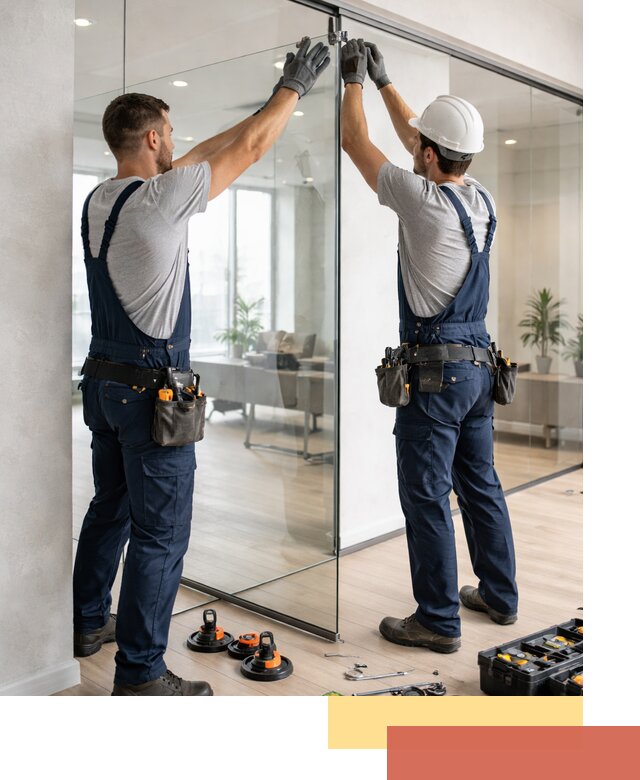 Безрамные стеклянные перегородки под ключ в Нефтеюганске