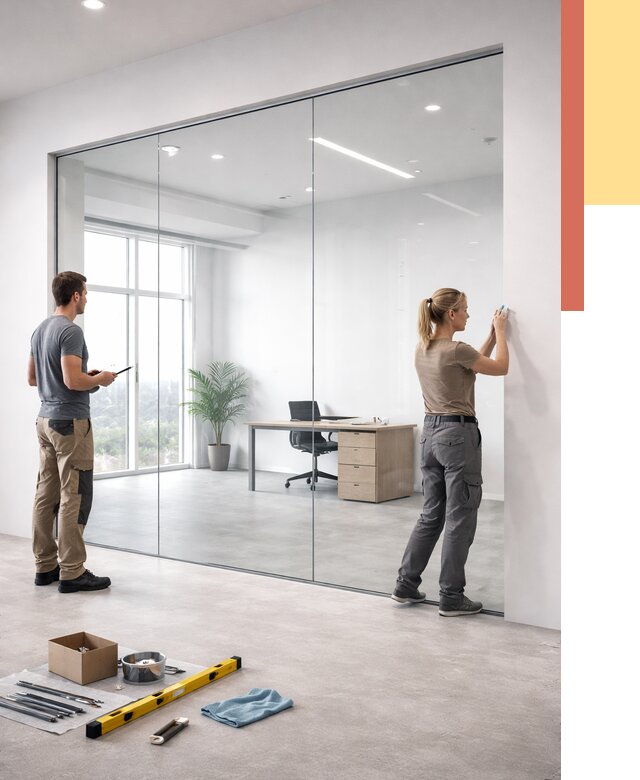 Перегородки из закаленного стекла в Нефтеюганске от 9660 руб. под ключ | ОТДЕЛОЧНИК-Нфт