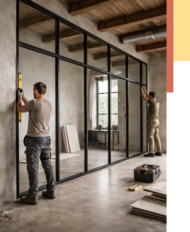 Стеклянные перегородки лофт в Нефтеюганске от 10676 руб. под ключ | ОТДЕЛОЧНИК-Нфт