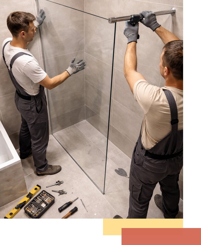 Стеклянные перегородки для душа в Нефтеюганске — изготовление и монтаж