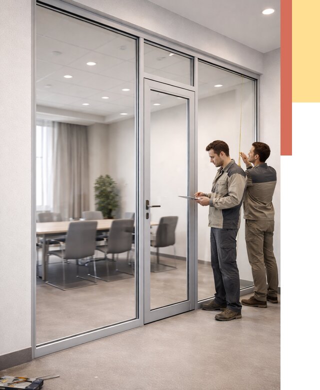 Установка и монтаж алюминиевых перегородок со стеклом в Нефтеюганске от 8338 руб. | ОТДЕЛОЧНИК-Нфт