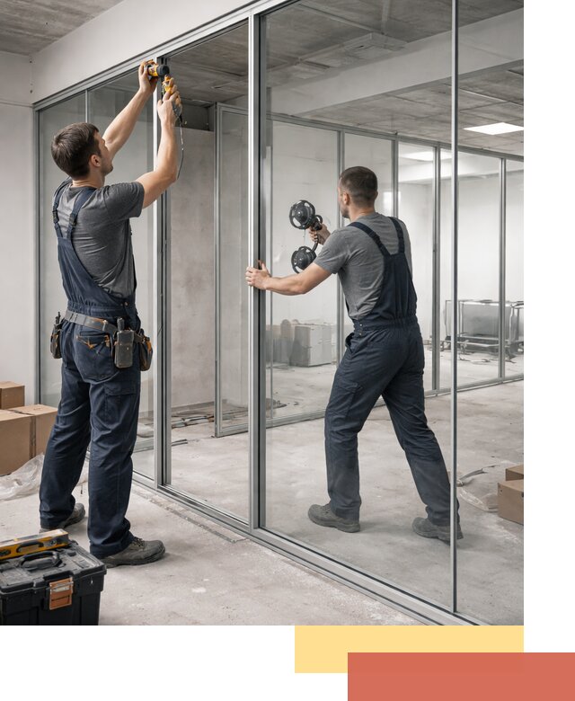 Алюминиевые перегородки со стеклом в Нефтеюганске — изготовление и монтаж