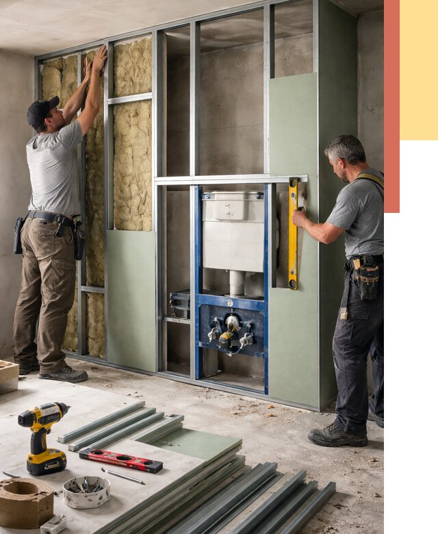 Установка сантехнических перегородок в Нефтеюганске от 8643 руб. | ОТДЕЛОЧНИК-Нфт