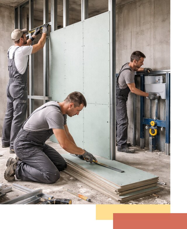 Монтаж и ремонт сантехнических перегородок в Нефтеюганске