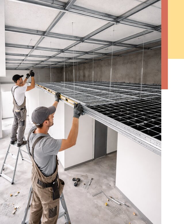 Монтаж потолка грильято в Нефтеюганске от 458 руб./м² — быстрая сборка под ключ | ОТДЕЛОЧНИК-Нфт