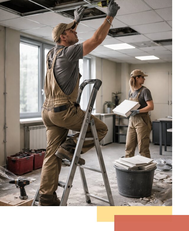 Ремонт потолка Армстронг и замена плит в Нефтеюганске