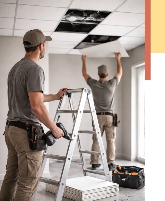 Обслуживание подвесного потолка в Нефтеюганске от 3559 руб. — быстро и недорого | ОТДЕЛОЧНИК-Нфт