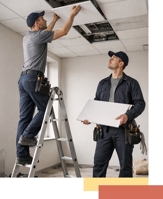 Обслуживание подвесного потолка в Нефтеюганске — ремонт и чистка